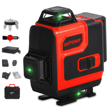 Tomahawk Laser Level - 16 Lines, 4x360° 4D Green Cross Line, Pulse Mode, Remote Controller - OXS-4708